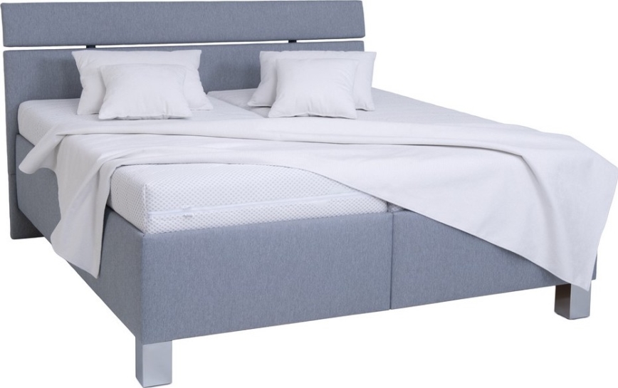 Gestoffeerd bed met matras en opbergruimte ALIS 180x200 cm lichtgrijs