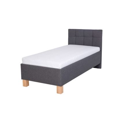 Gestoffeerd bed met matras en opbergruimte MARIA ONE 90x200 cm grijs