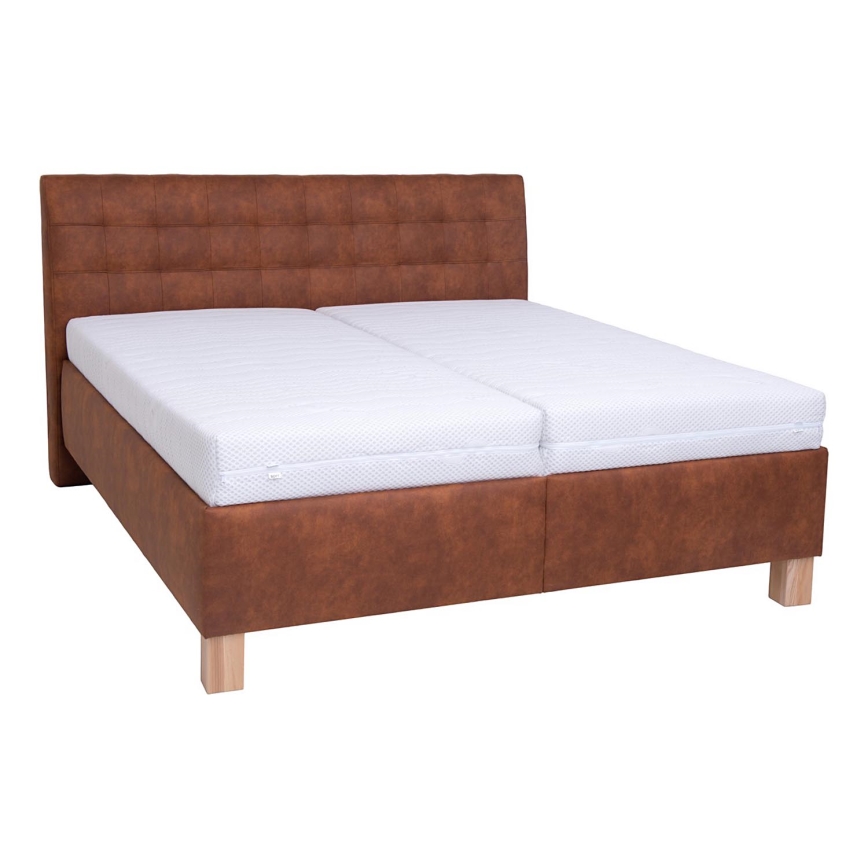 Gestoffeerd bed met matras en opslagruimte VIOLET 160x200 cm cognac bruin
