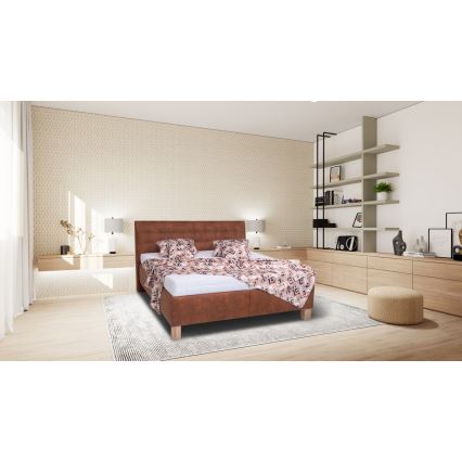 Gestoffeerd bed met matras en opslagruimte VIOLET 160x200 cm cognac bruin
