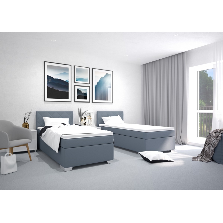 Gestoffeerd bed met matras IDA 90x200 cm blauw