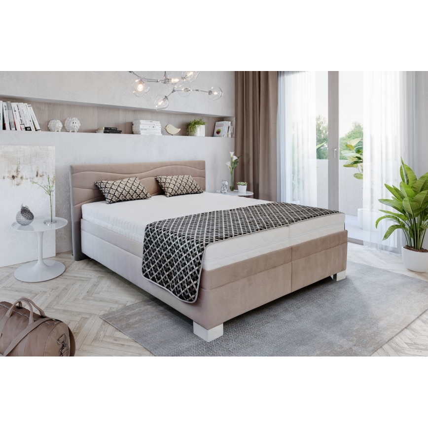 Gestoffeerd bed met matras WINDSOR 180x200 cm beige