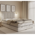 Gestoffeerd bed met matrassen en opbergruimte GRACE 180x200 cm beige