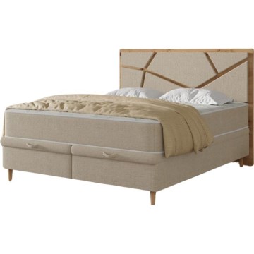 Gestoffeerd bed met matrassen en opslagruimte NAOMI 140x200 cm beige
