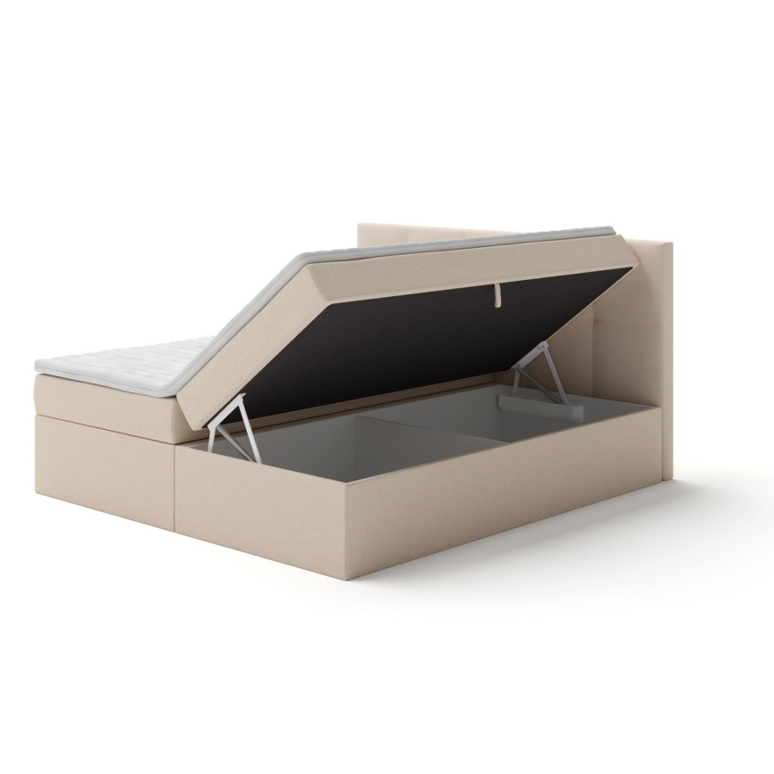 Gestoffeerd bed met matrassen en topper met een opslagruimte EMBER 180x200 cm beige
