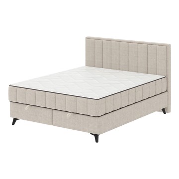 Gestoffeerd bed met matrassen en topper met opbergruimte ALICIA 180x200 cm beige