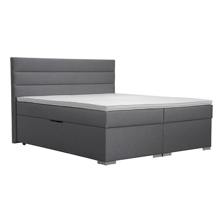 Gestoffeerd bed met opbergruimte en matrassen met topper NEW BOLERO 160x200 cm grijs