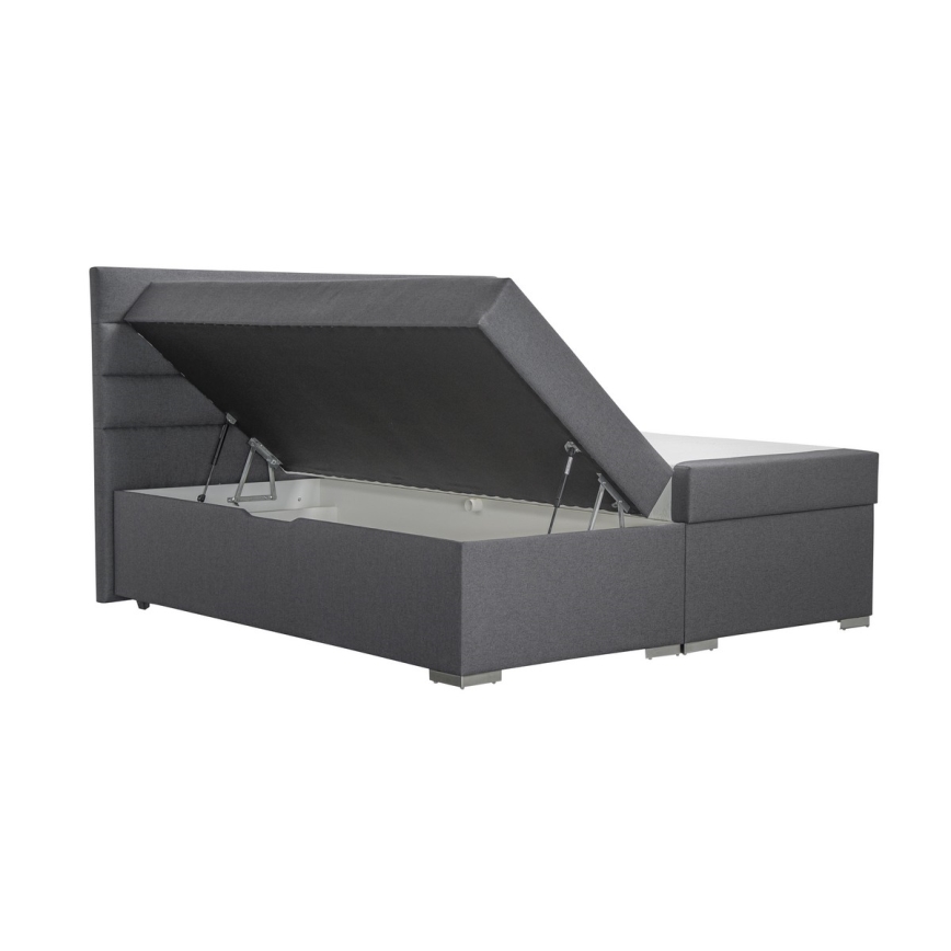 Gestoffeerd bed met opbergruimte en matrassen met topper NEW BOLERO 160x200 cm grijs