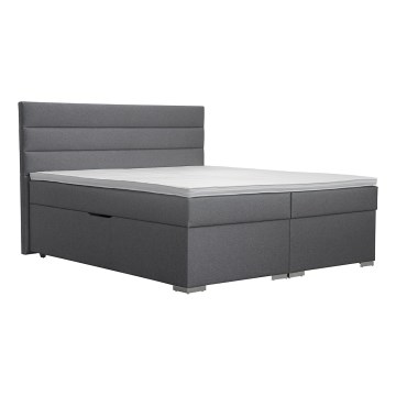 Gestoffeerd bed met opbergruimte en matrassen met topper NEW BOLERO 180x200 cm grijs