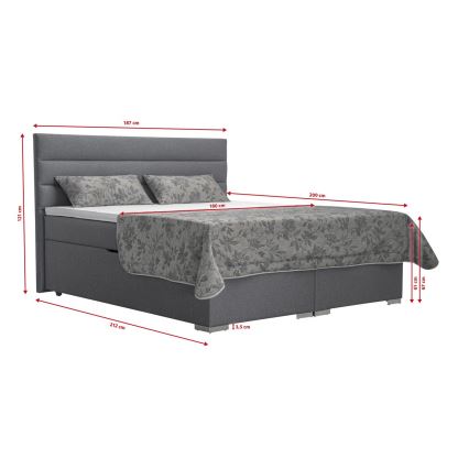 Gestoffeerd bed met opbergruimte en matrassen met topper NEW BOLERO 180x200 cm grijs