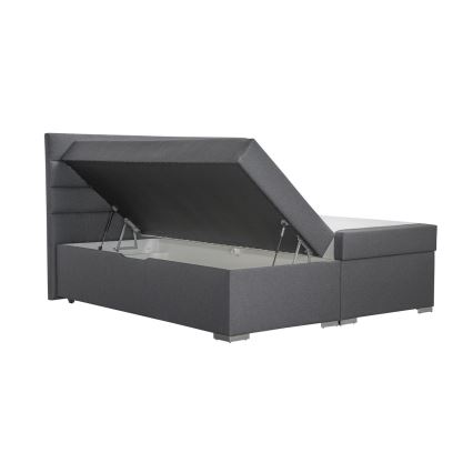 Gestoffeerd bed NEW BOLERO 160x200 cm met opbergruimte, inclusief matrassen en topper, grijs