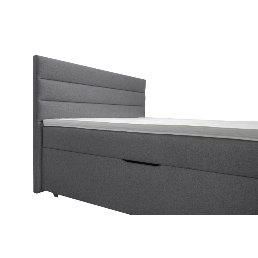 Gestoffeerd bed NEW BOLERO 160x200 cm met opbergruimte, inclusief matrassen en topper, grijs
