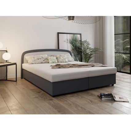 Gestoffeerd bed met springmatras en opslagruimte MALIA 160x200 grijs