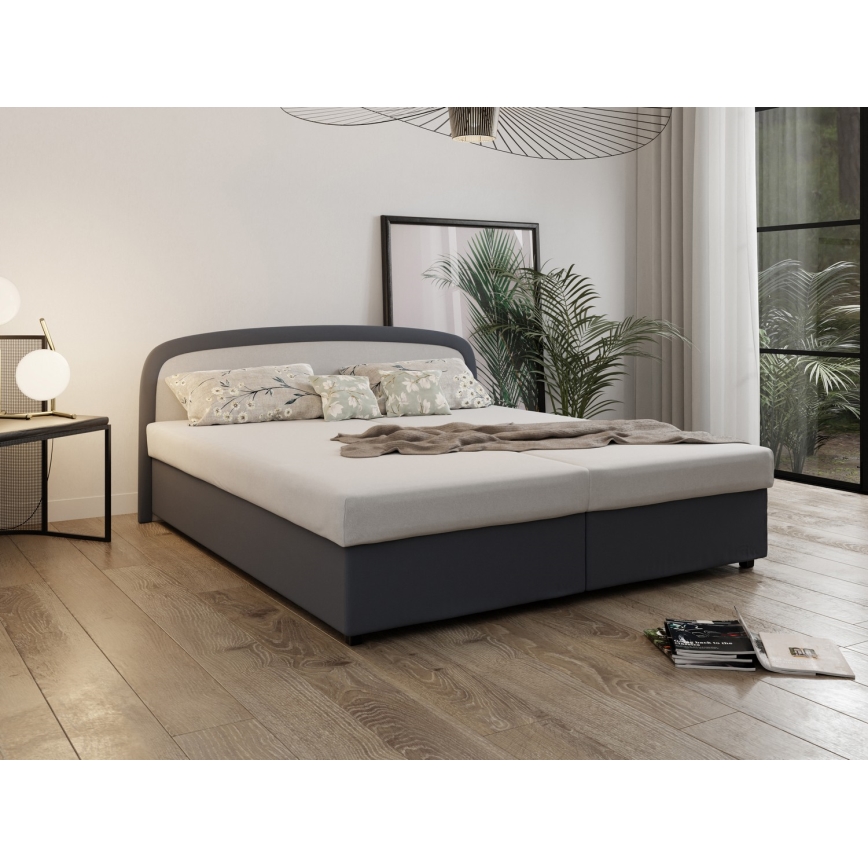 Gestoffeerd bed met springmatras en opslagruimte MALIA 160x200 grijs