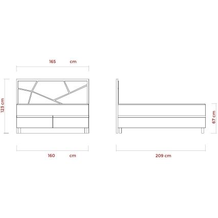 Gestoffeerd bed NAOMI 160x200 cm inclusief matrassen en opbergruimte, beige