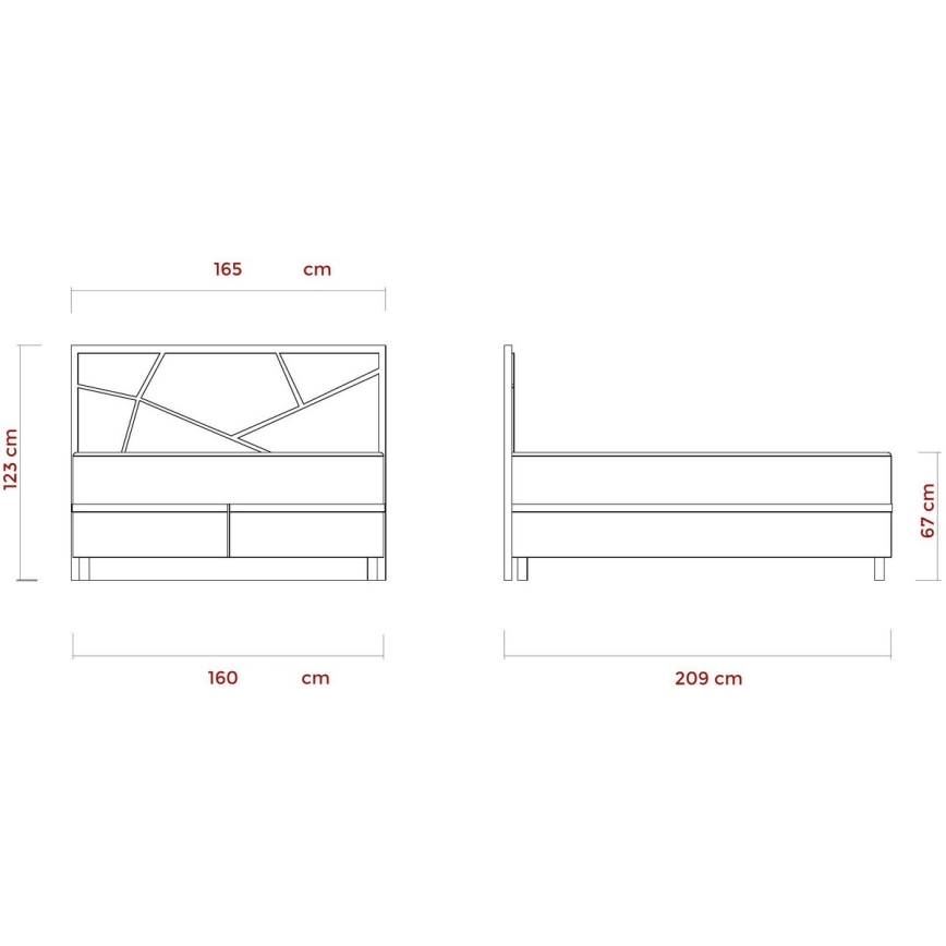 Gestoffeerd bed NAOMI 160x200 cm inclusief matrassen en opbergruimte, beige