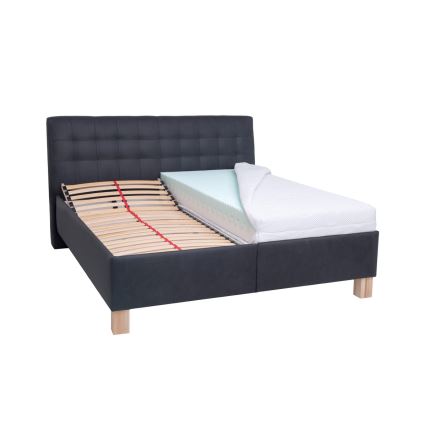 Gestoffeerd bed VIOLET 180x200 cm met matras en opbergruimte, antraciet