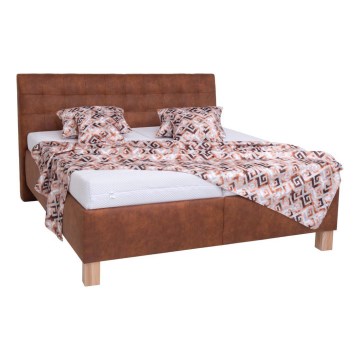 Gestoffeerd bed VIOLET met opbergruimte 160x200 cm, cognacbruin, zonder matras