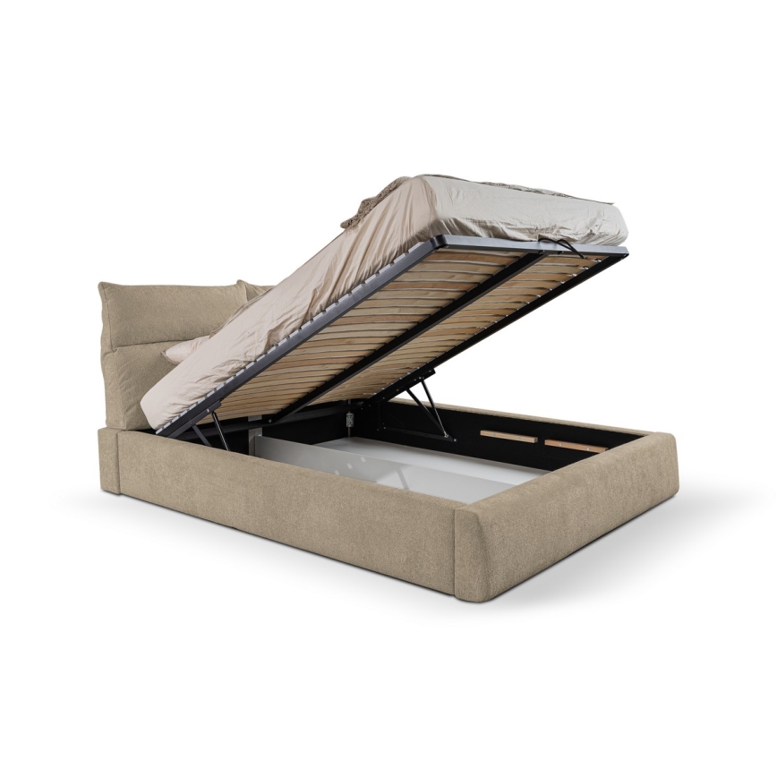 Gestoffeerd bed zonder matras BASIL 180x200 cm beige