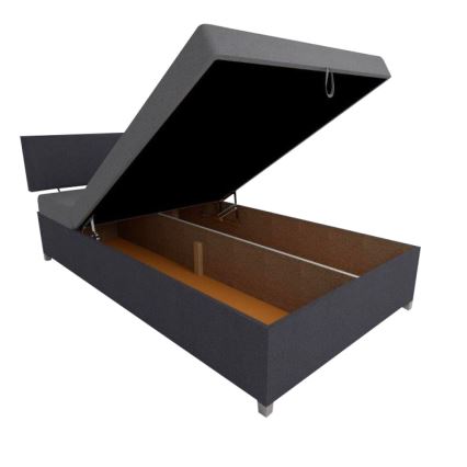 Gestoffeerd dagbed met verstelbare rugleuning en opbergruimte DALLAS 108x205 cm grijs/antraciet