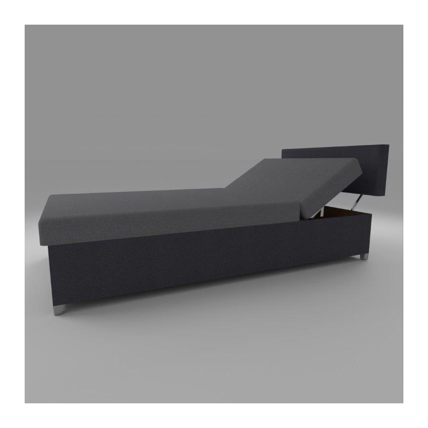 Gestoffeerd dagbed met verstelbare rugleuning en opbergruimte DALLAS 108x205 cm grijs/antraciet