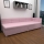 Gestoffeerd eenpersoonsbed AMSTERDAM 90x200 cm met universeel hoofdeinde en opbergruimte, roze