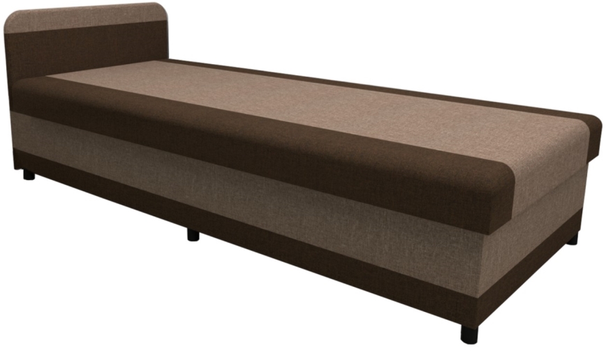 Gestoffeerd eenpersoonsbed met opbergruimte TALI 80x202 bruin/beige