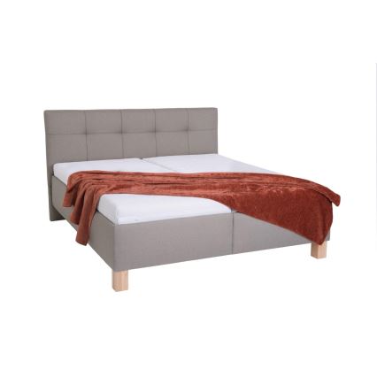 Gestoffeerd tweepersoonsbed MARIA 180x200 cm met matras en opbergruimte, taupe