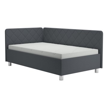 Gestoffeerde dagbed met een opslagruimte en matras EMILE 110x200 cm grijs
