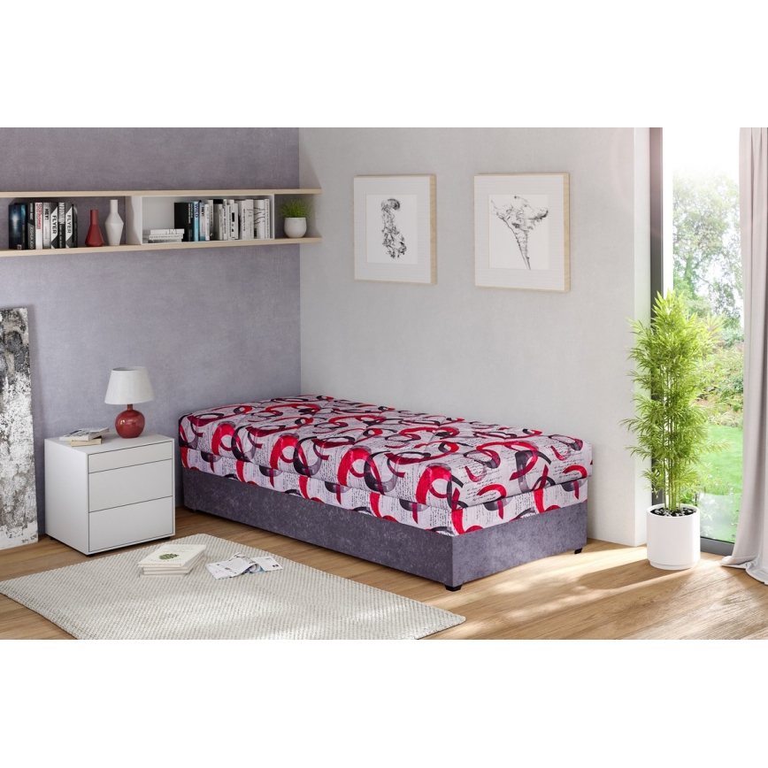 Gestoffeerde dagbed met een opslagruimte ESTEL 90x200 cm grijs