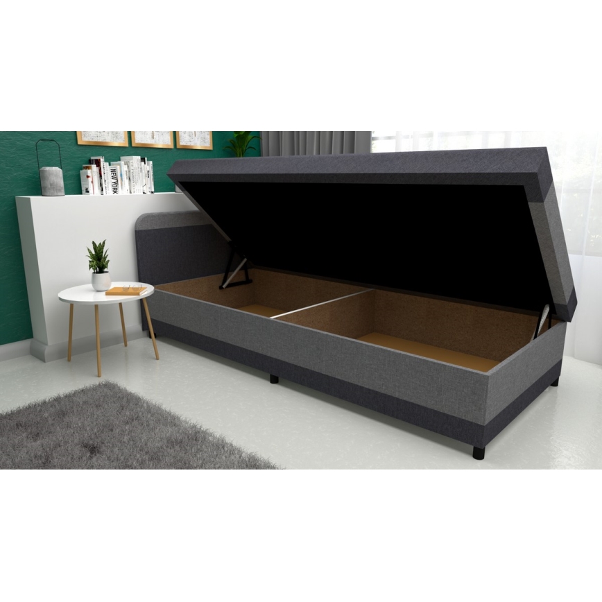 Gestoffeerde dagbed met een opslagruimte TALI 80x202 grijs/antraciet