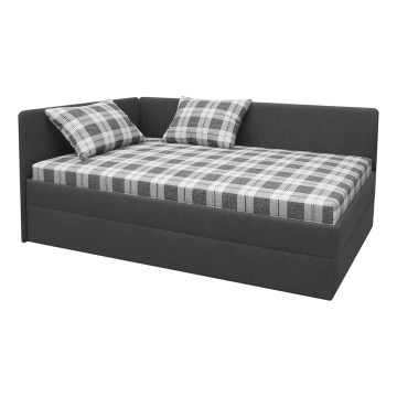 Gestoffeerde dagbed met universeel L/R hoofdbord ARLY 110x200 cm antraciet/wit