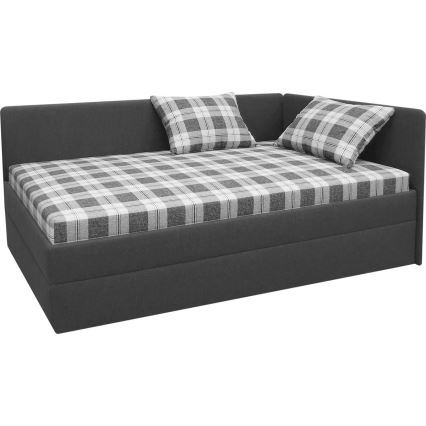 Gestoffeerde dagbed met universeel L/R hoofdbord ARLY 110x200 cm antraciet/wit
