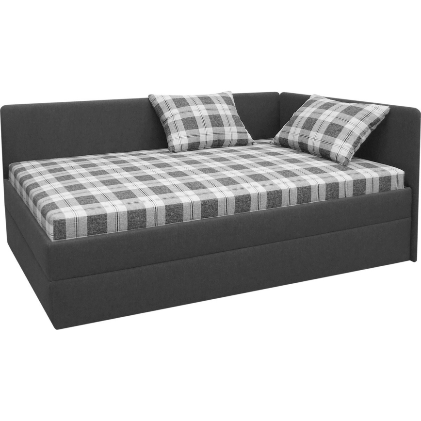 Gestoffeerde dagbed met universeel L/R hoofdbord ARLY 110x200 cm antraciet/wit