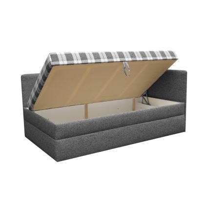 Gestoffeerde dagbed met universeel L/R hoofdbord ARLY 110x200 cm antraciet/wit