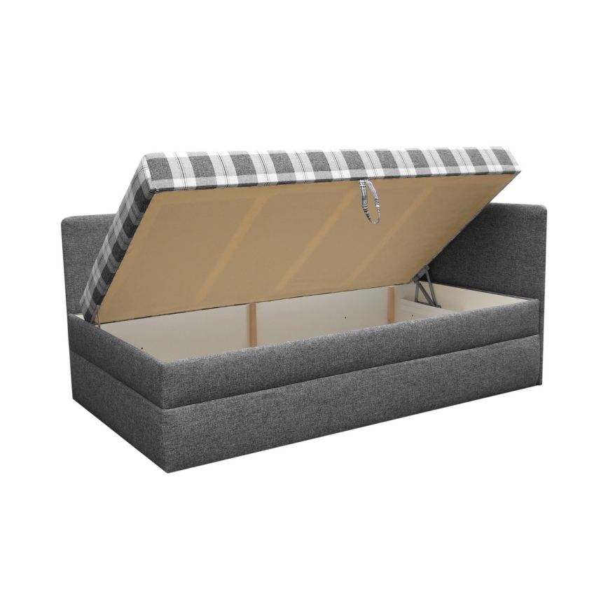Gestoffeerde dagbed met universeel L/R hoofdbord ARLY 110x200 cm antraciet/wit