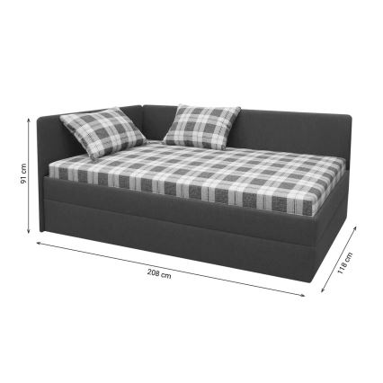 Gestoffeerde dagbed met universeel L/R hoofdbord ARLY 110x200 cm antraciet/wit