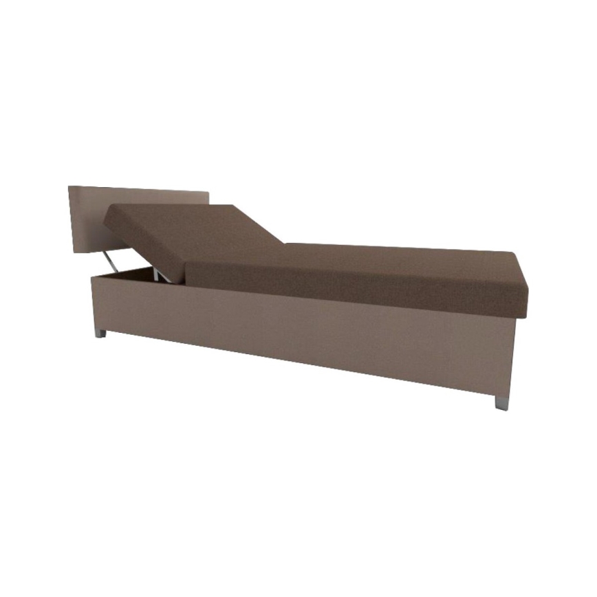 Gestoffeerde daybed met verstelbare posities en opbergruimte DALLAS 108x205 cm bruin/donkerbruin