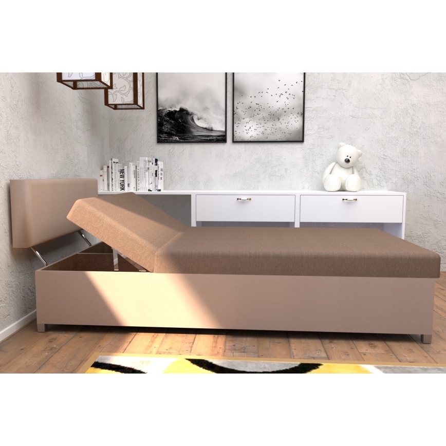 Gestoffeerde daybed met verstelbare posities en opbergruimte DALLAS 108x205 cm bruin/donkerbruin
