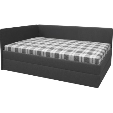 Gestoffeerde divan ARLY met omkeerbaar hoofdeinde (links/rechts), 110x200 cm, antraciet/wit