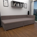 Gestoffeerde divan met universeel hoofdeinde en opbergruimte AMSTERDAM 90x200 cm beige