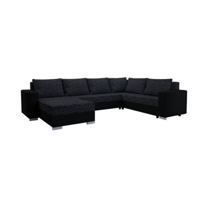 Gestoffeerde, omkeerbare U-vormige uitklapbare bank YORK – zwart/antraciet