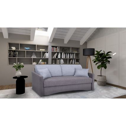 Gestoffeerde driezits slaapbank PAUL met slaapfunctie voor dagelijks gebruik en armleuningen, grijs