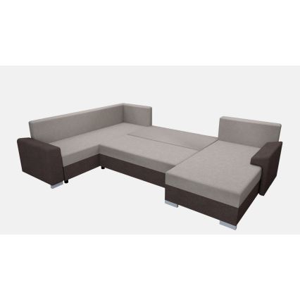 Gestoffeerde, universeel opvouwbare U-vormige loungeset OXFORD bruin/taupe