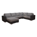 Gestoffeerde, universeel opvouwbare U-vormige loungeset YORK bruin/beige