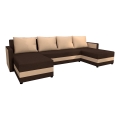 Gestoffeerde, universele, opvouwbare U-vormige hoekbank BRISTOL bruin/beige
