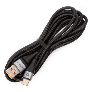 Gevlochten USB-kabel USB-A / USB-C verbindingsstuk 18W 2m zwart