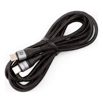 Gevlochten USB-kabel USB-C / USB-C verbindingsstuk 42W 2m zwart