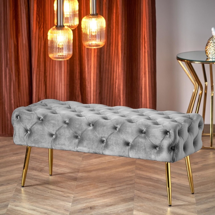 Gewatteerde bank ATHENA 40x100 cm grijs/goud