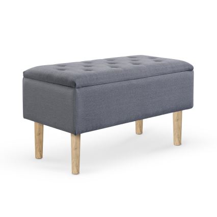 Gewatteerde bank met een opslagruimte 44x80 cm grijs